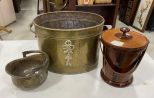 Brass Buckets and Wood Ice Bucket