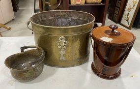 Brass Buckets and Wood Ice Bucket