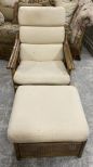 Bamboo Style Caned Arm Chair and Ottoman