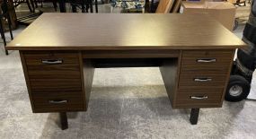 Oak Finish Pressed Wood Executive Desk