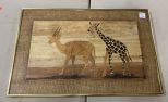 Wood Inlay African Animals Artwork Framed