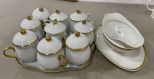 Porcelain 9 Cups and Trays, Limoge Gravy