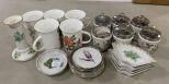 Hammersley Mugs, Wedgwood Coddlers, Candle Holder, and Small Plates