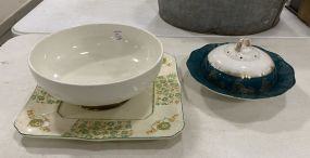 Square Porcelain Tray, Covered Dish, and Salad Bowl