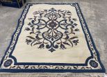 5'6 x 7'4 Cream and Blue Area Rug