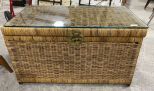 Wicker Style Storage Trunk with Glass Top