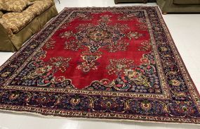 Large Blue and Red Persian Wool Rug 9'9 x 13'2