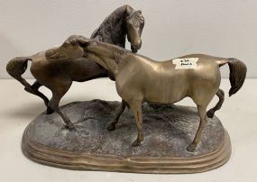 Brass Two Horse Statue