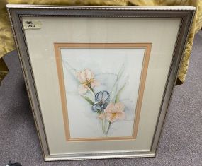 Framed Watercolor Lily Signed