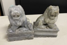Marble Lion Bookends/Statues