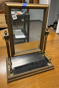 Vintage Brass and Wood Dresser Mirror