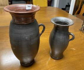 Two Stoneware Pottery Signed Vases