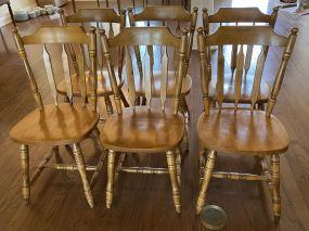 6 Farm Style Oak Dining Chairs
