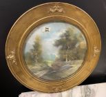 Gold Gilt Round Framed Landscape Print