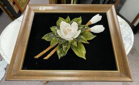 Framed Porcelain Magnolia Flower