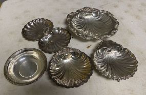 Silver Plate Shell Dishes and Bon Bon Bowl