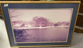 Large Framed Photograph of Lake