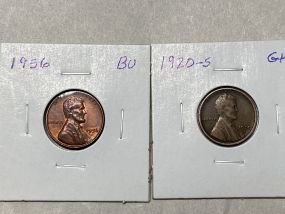1920-S Lincoln and 1956 Lincoln Cent
