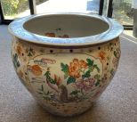 Large Porcelain Asian Fish Bowl Planter