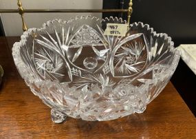 Etched Glass Footed Fruit Bowl