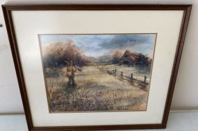 Rose Nowell 1976 Watercolor of Hunter Returning Home