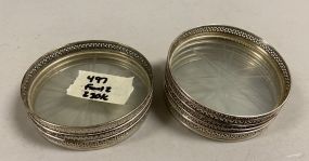 8 Sterling Rimmed Glass Coasters