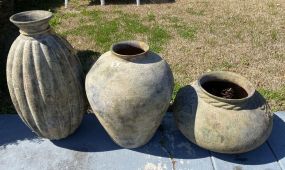 Three Terra Cotta Plant Vases and Planters