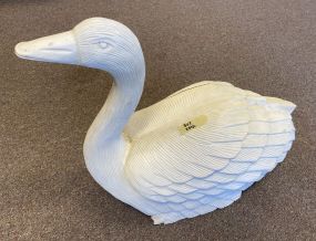 Large Wood Painted White Swan
