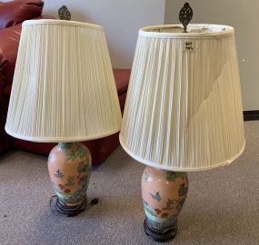 Pair of Porcelain Asian Style Vase Lamps