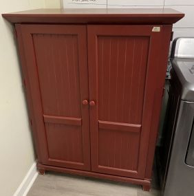 Modern Red Painted Entertainment Cabinet