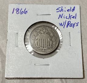 1866 Shield Nickel with Rays