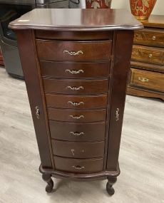 Modern Cherry Queen Anne Jewelry Armoire