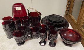 Group of Ruby Red Glassware