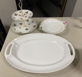 Casa Blanca Platter, Lefton Christmas Tier Server, and Porcelain Plate
