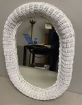 White Painted Wicker Mirror