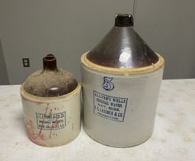 Allison's Wells and I.L Lyons & Co. Stoneware Crock Jugs