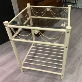 White Metal Square Side Table