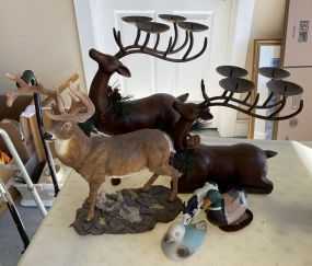 Deer Candle Holders, Whitetail Statue, and Duck Collectibles