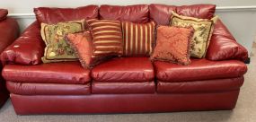 Red Faux Leather Sofa