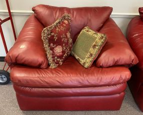 Red Faux Leather Arm Chair