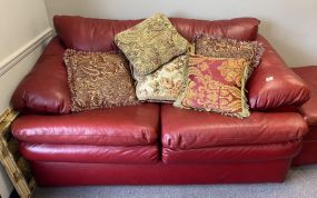 Red Faux Leather Love Seat