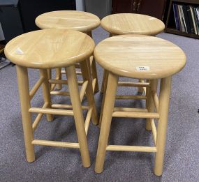 Four Winsome Pine Bar Stools