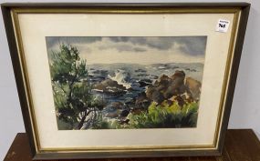 Margaret Becht 1962 Watercolor of Shore