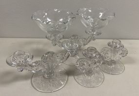 Glass Etched Flower Candle Holders