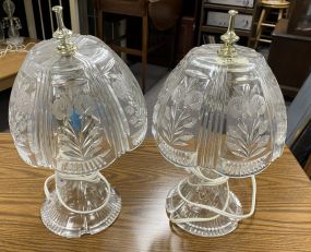 Pair of Pressed Glass Desk Lamps