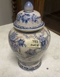Oriental Blue and White Porcelain Temple Jar