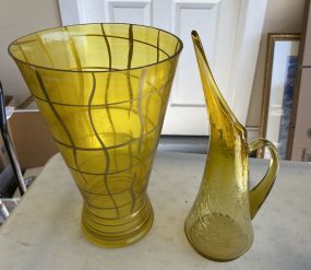 Art Glass Vase and Ewer