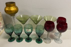 Martini Glasses, Wine Glasses, and Tall Glass Candle Stand