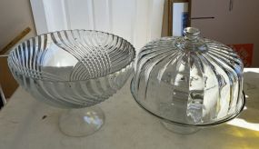Glass Center Bowl and Cake Stand