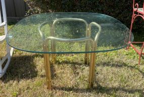 Brass Pedestal Glass Table